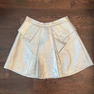 Robert Rodriquez Silver Pleated Miniskirt-Size 10